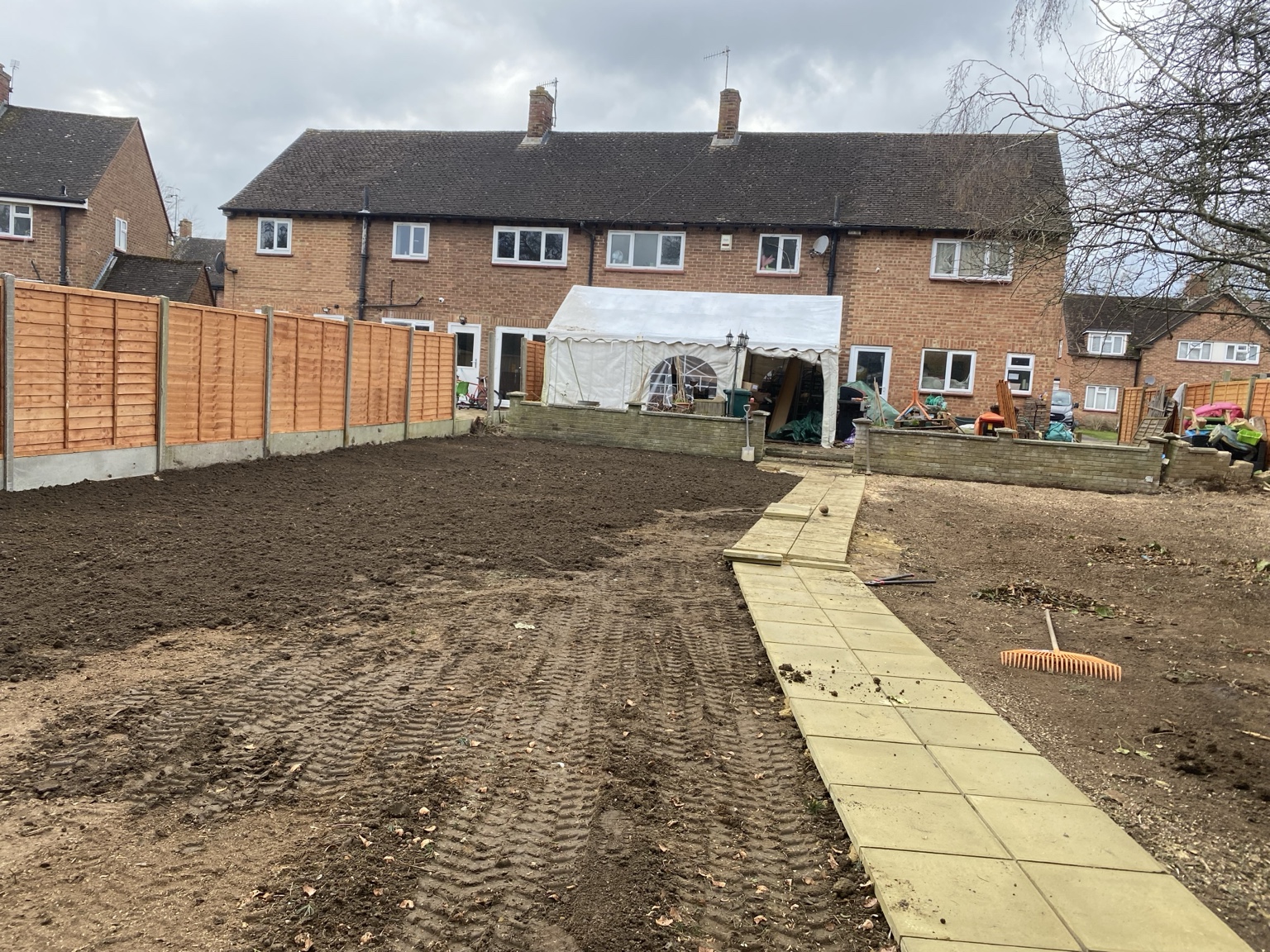 Garden landscaping and new paving work