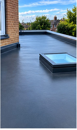 Illustrative image: Example of a flat roof and rooflight upstand